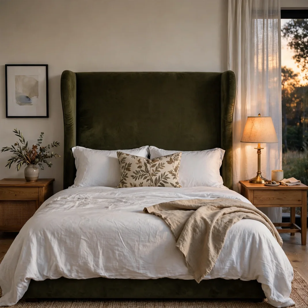 Design 05 Olive Velvet Headboard