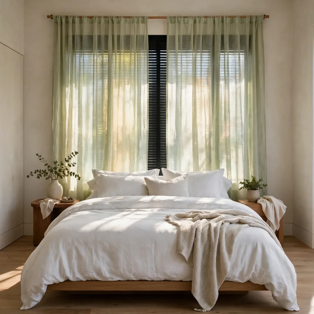 Design 07 Sheer Green Curtain Layers
