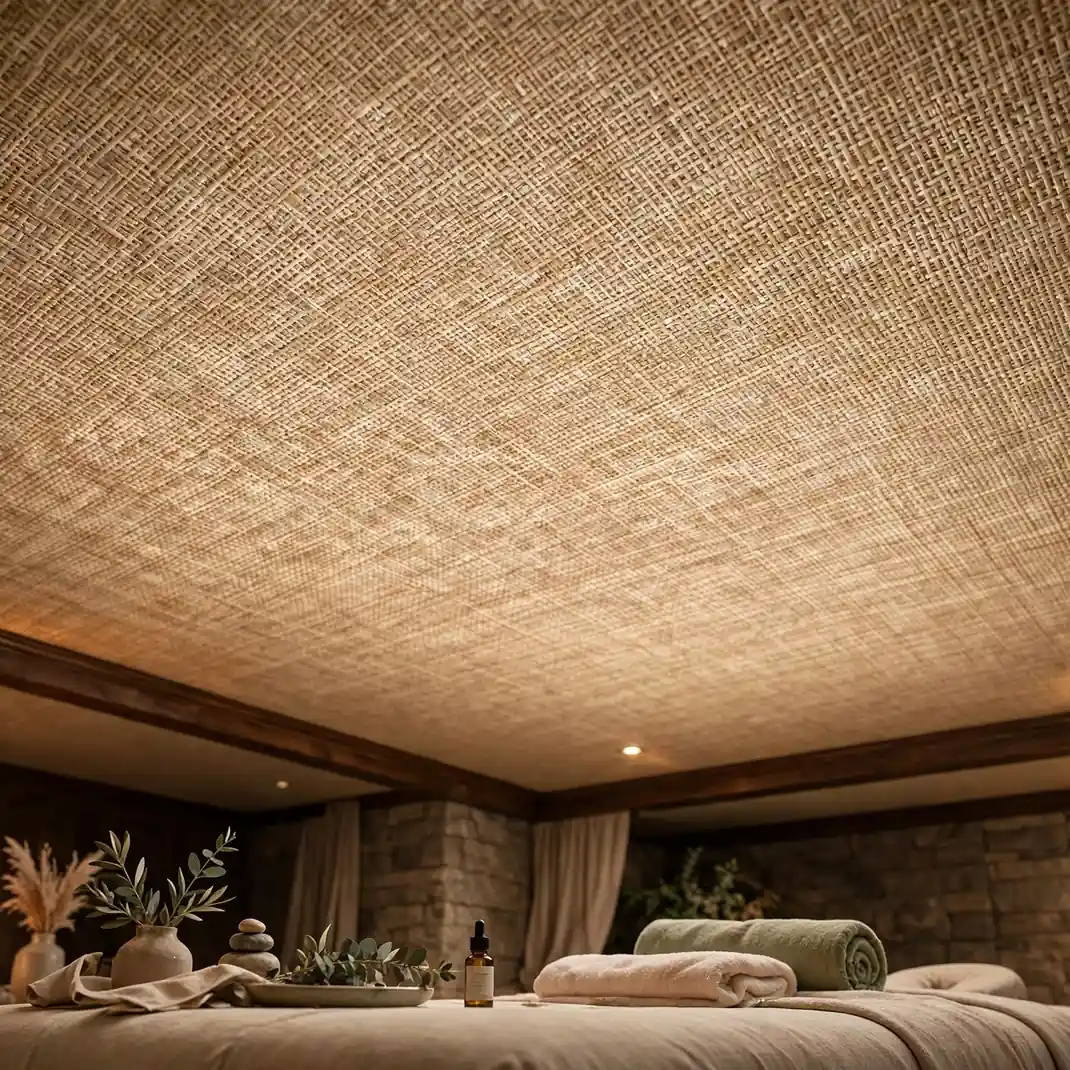 Design 20 Grasscloth Covered Ceiling