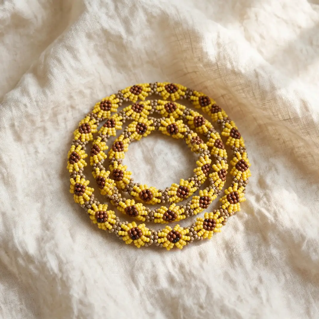 Design 01 Classic Seed Bead Sunflower Bracelet