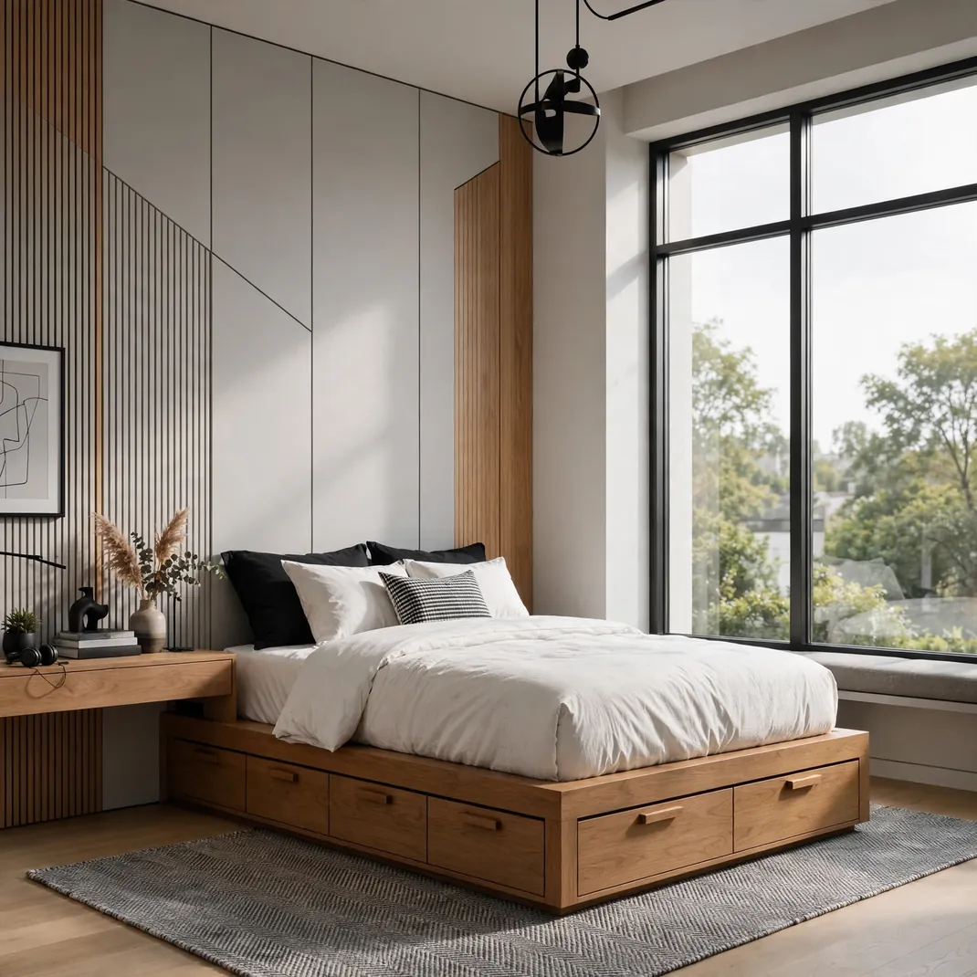 Design 01 Platform Bed With Built In Drawers
