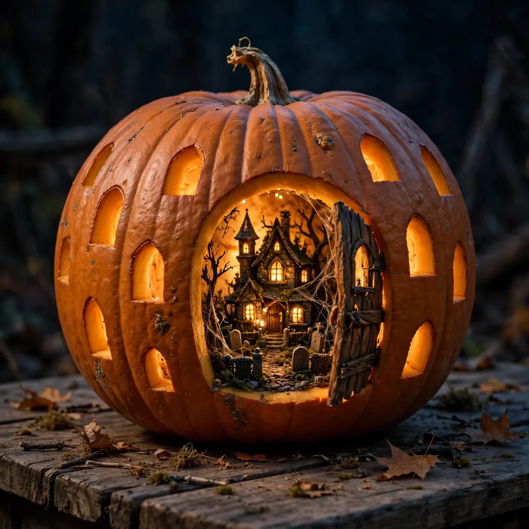 Design 02 3d Haunted House Diorama Pumpkin