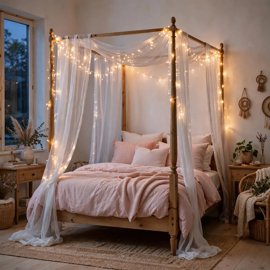 Design 02 Canopy Bed With Fairy Lights