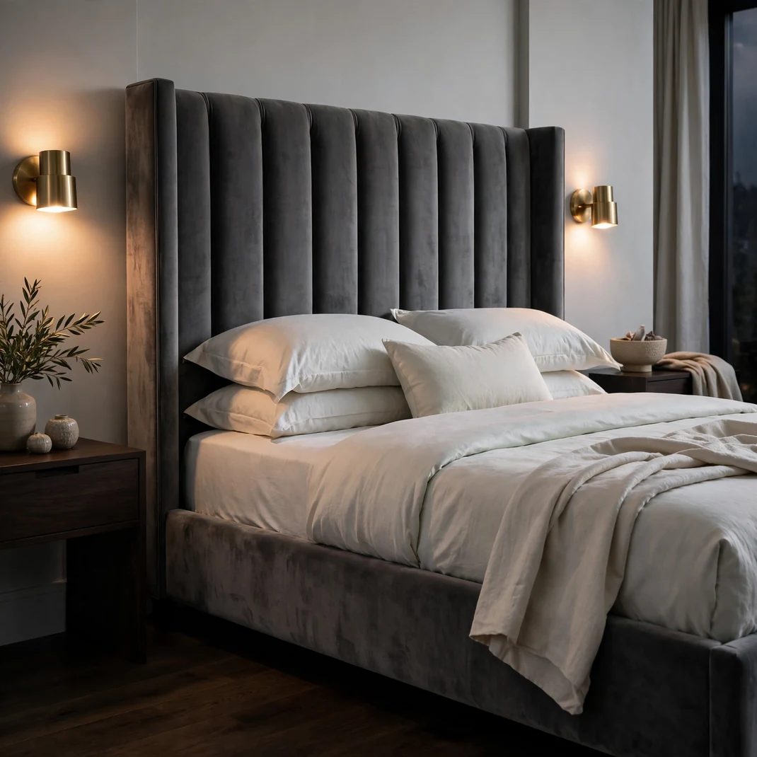 Design 02 Charcoal Velvet Bed Frame
