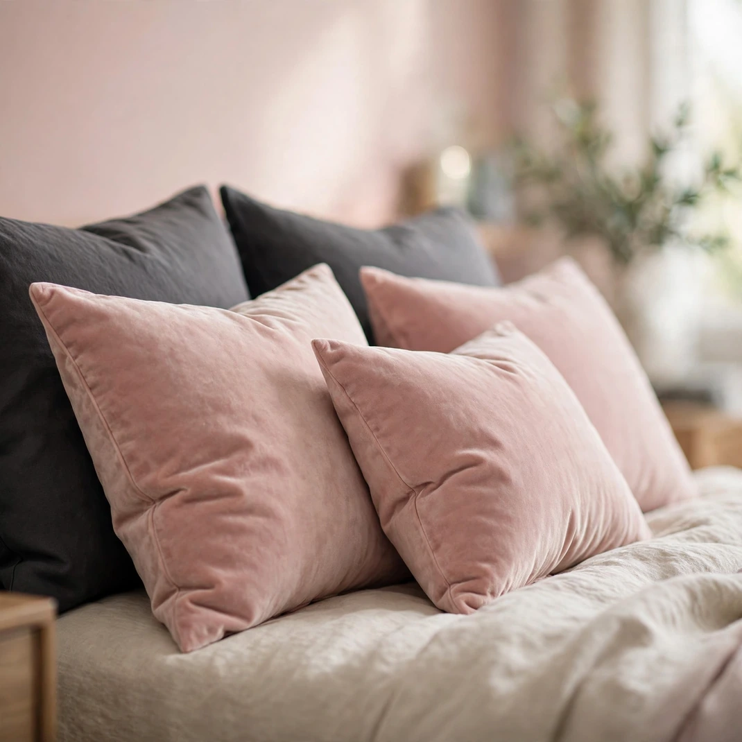 Design 03 Blush Velvet Throw Pillows