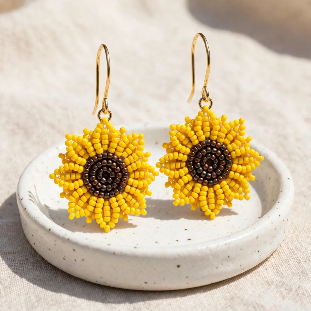 Design 03 Sunflower Drop Earrings