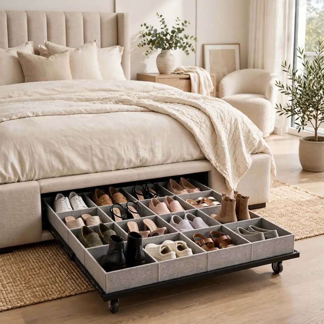 Design 03 Under Bed Rolling Shoe Cart
