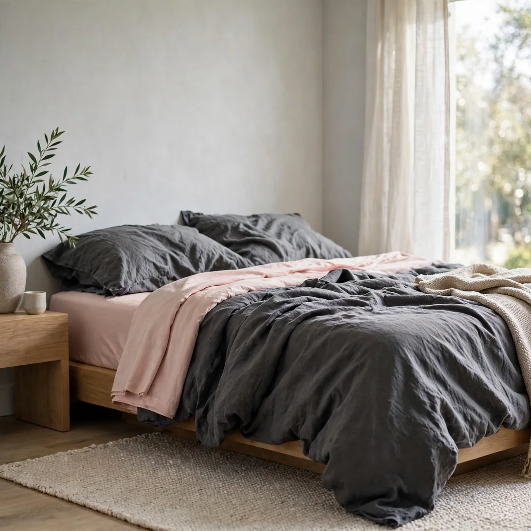 Design 04 Charcoal Linen Duvet Set