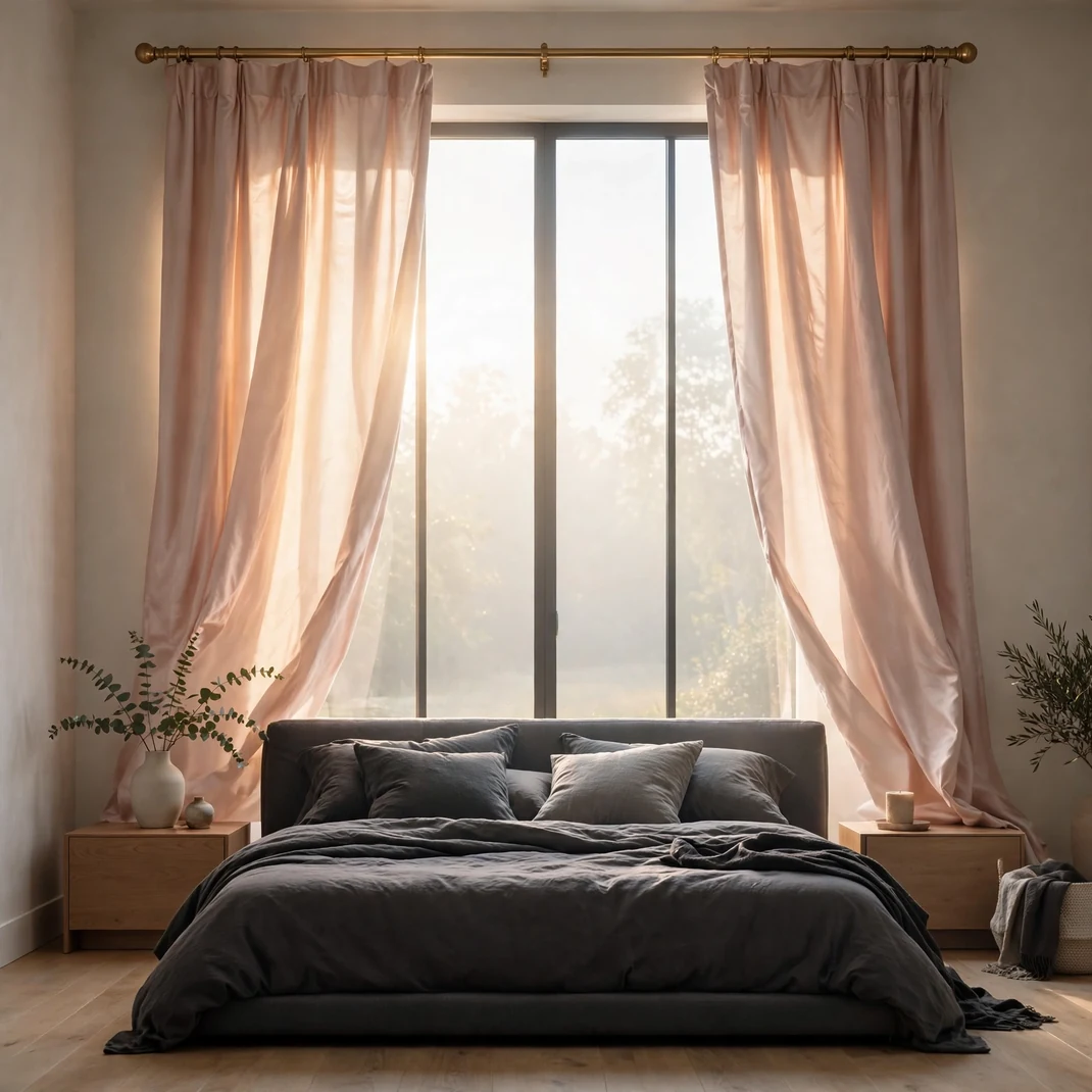 Design 05 Blush Silk Curtain Panels