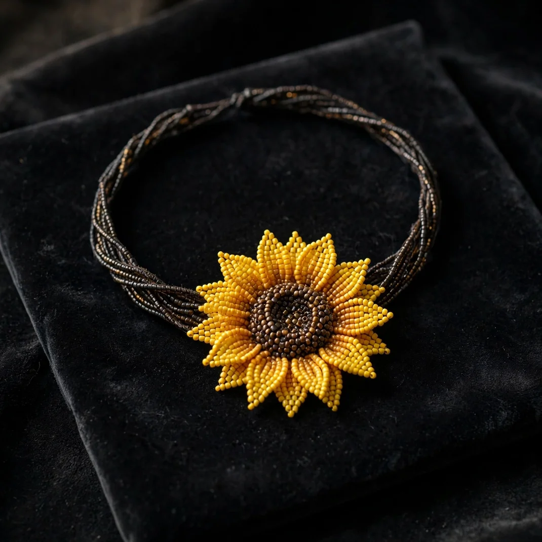 Design 05 Sunflower Beaded Choker