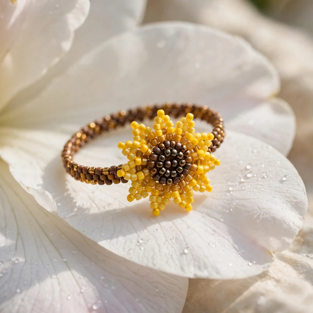 Design 06 Sunflower Miyuki Bead Ring