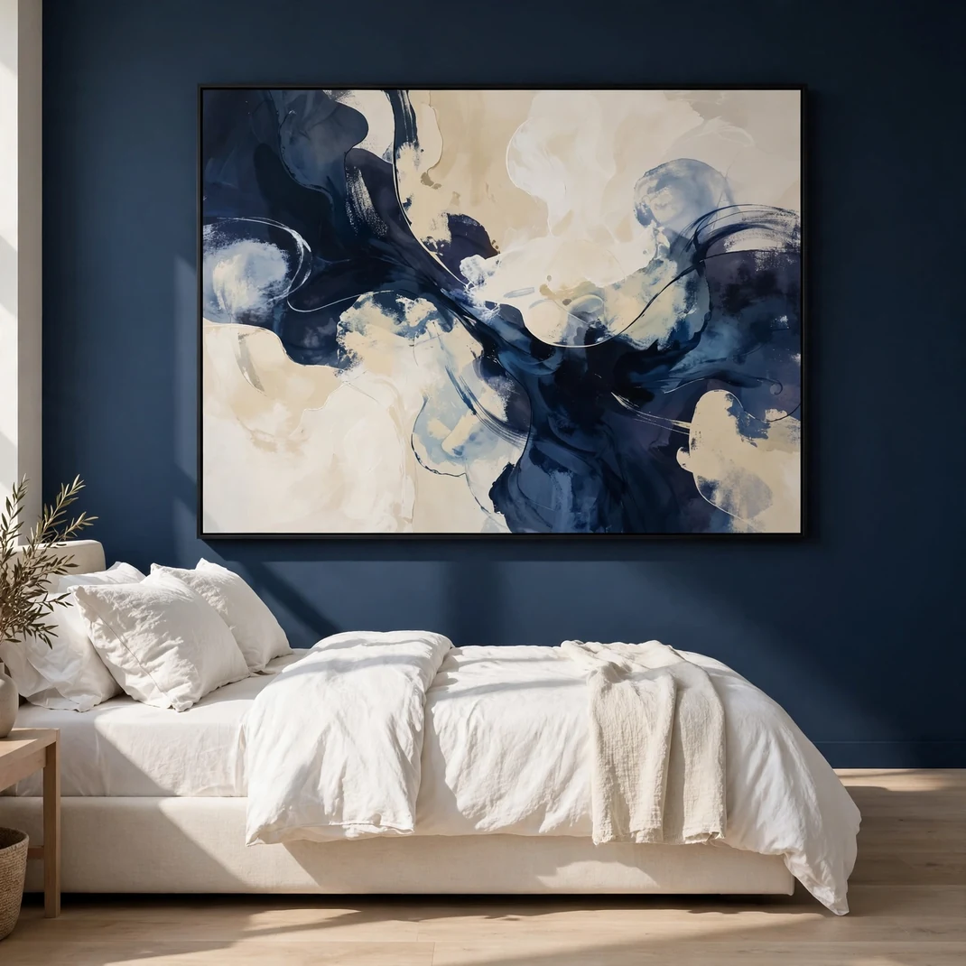 Design 08 Oversized Abstract Navy Wall Art