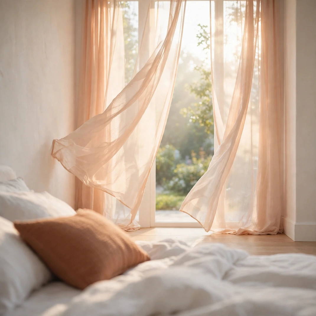 Design 08 Sheer Peach Curtains
