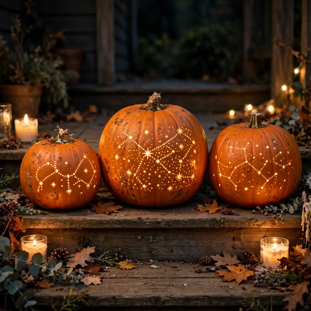 Design 1 Drill Patterned Pumpkin Luminaries