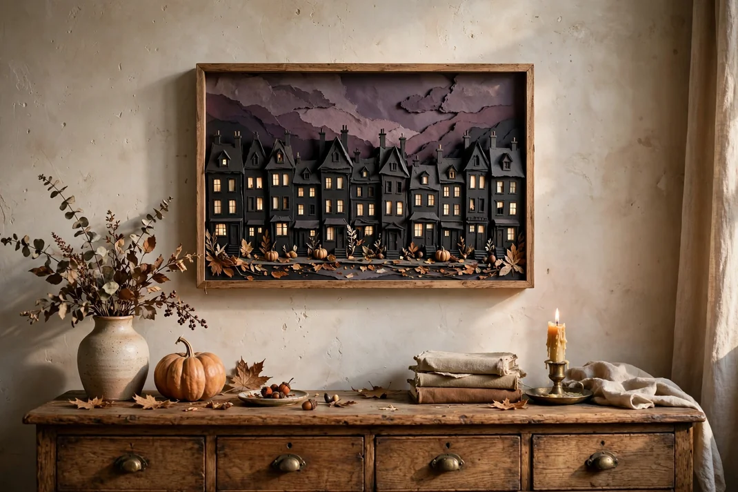 Design 1 Layer A Haunted Rowhouse Paper Relief