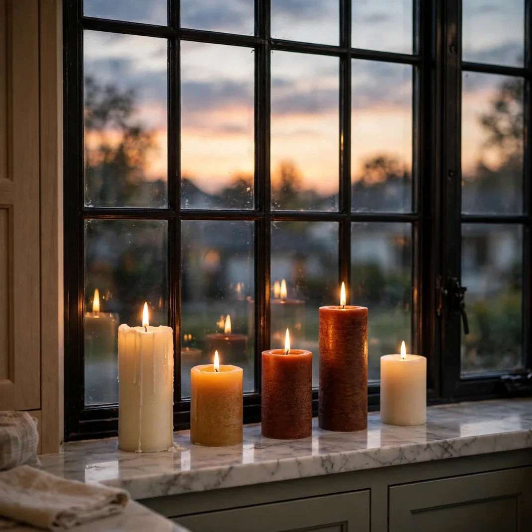 Design 1 Layer Pillar Candles Along The Sill For A Slow Evening Glow