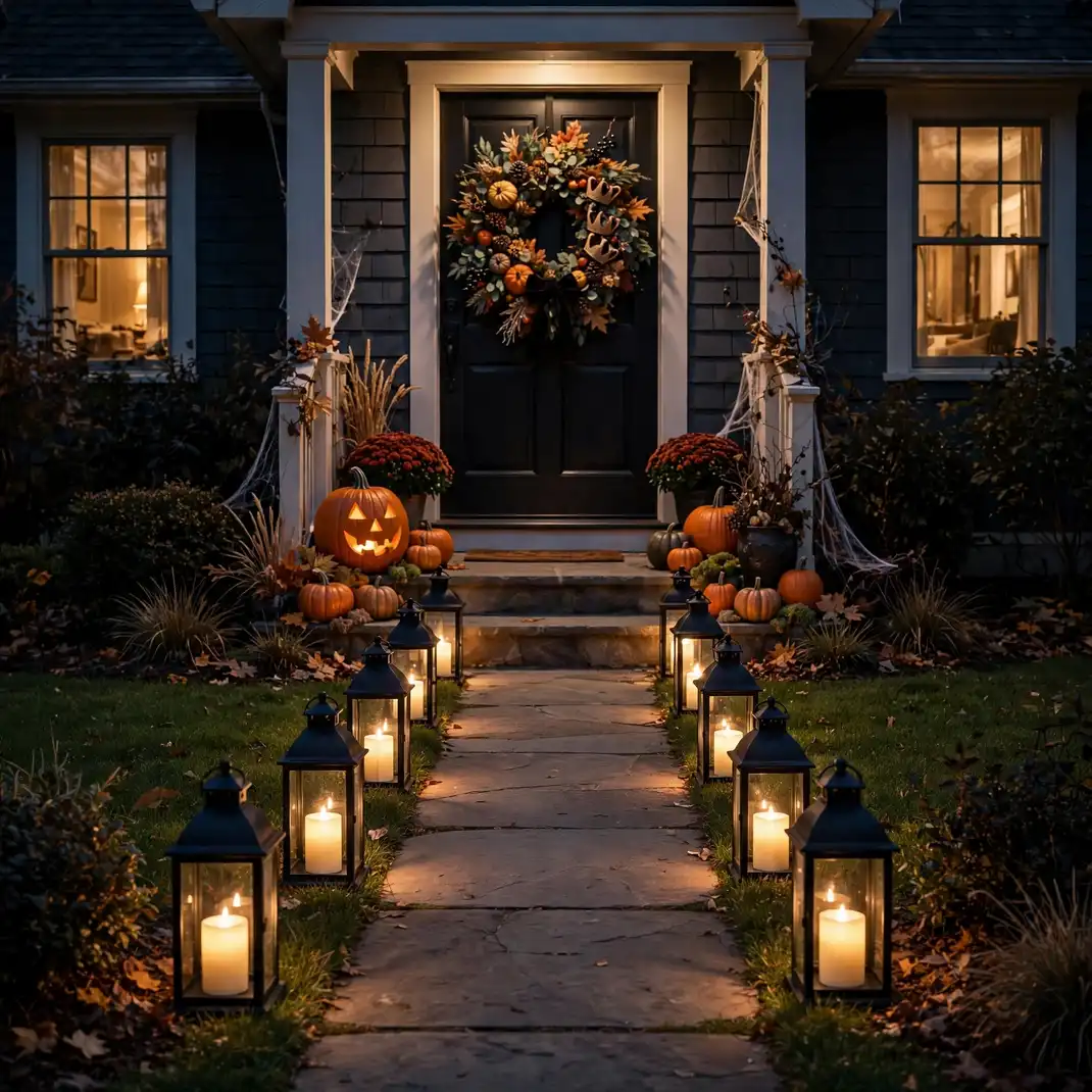 Design 1 Line The Walkway With Glowing Lanterns
