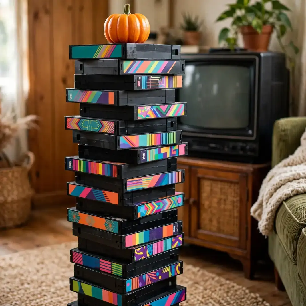 Design 1 Stack Vhs Tapes Into A Spooky Tower