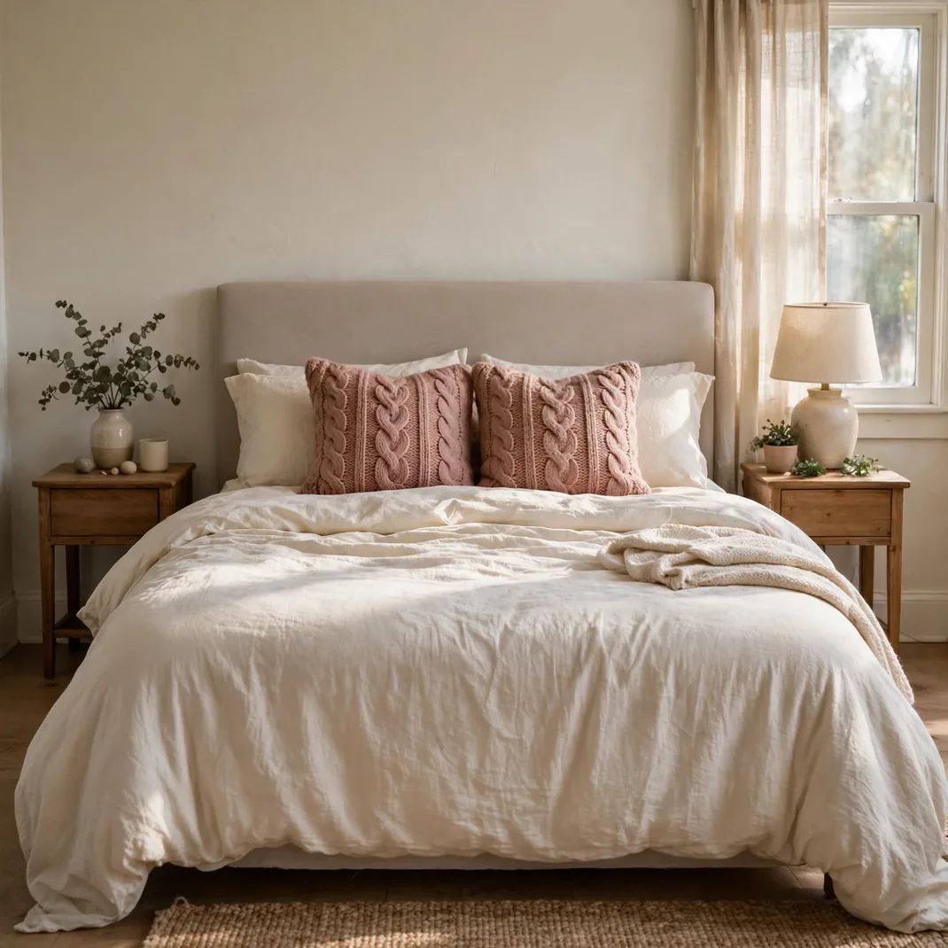 Design 10 Dusty Rose Cable Knit Pillows