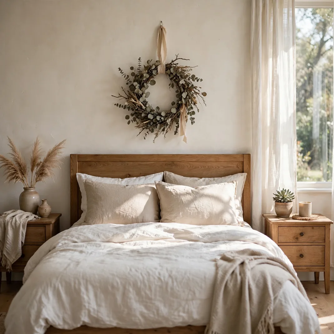 Design 10 Eucalyptus Wreath Above Bed
