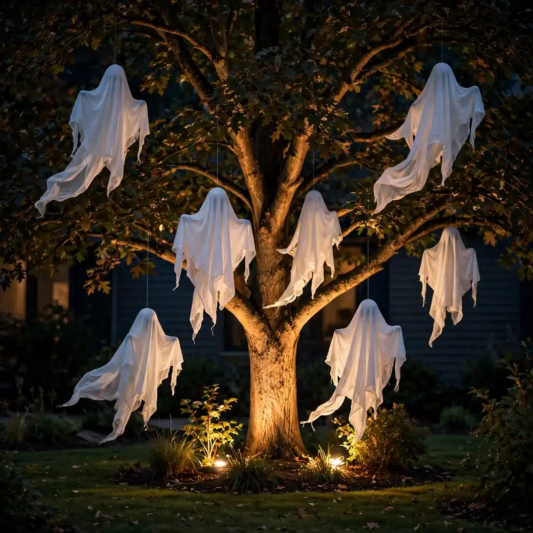 Design 10 Hang Sheet Ghosts From The Tree Branches