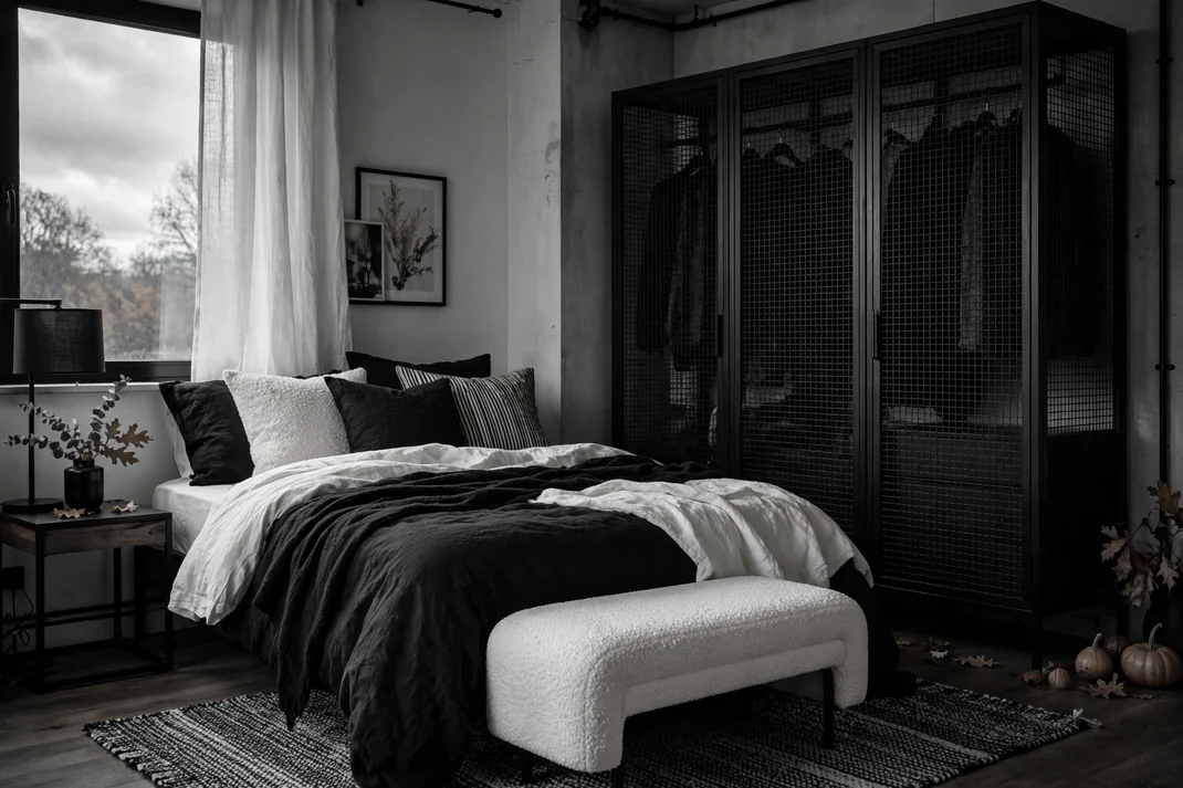 Design 10 Mix White Boucle With Blackened Steel Mesh