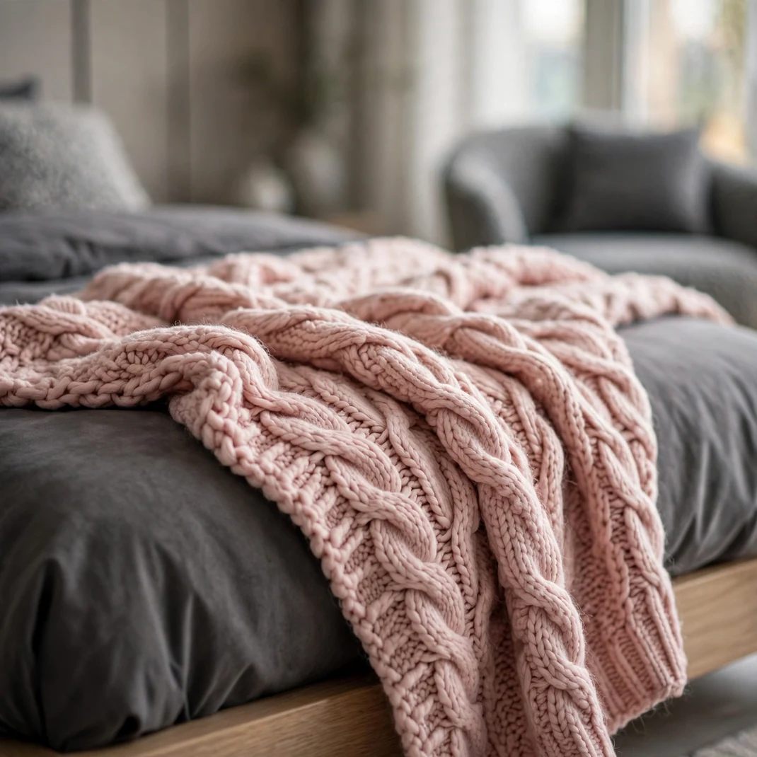 Design 11 Blush Chunky Knit Throw