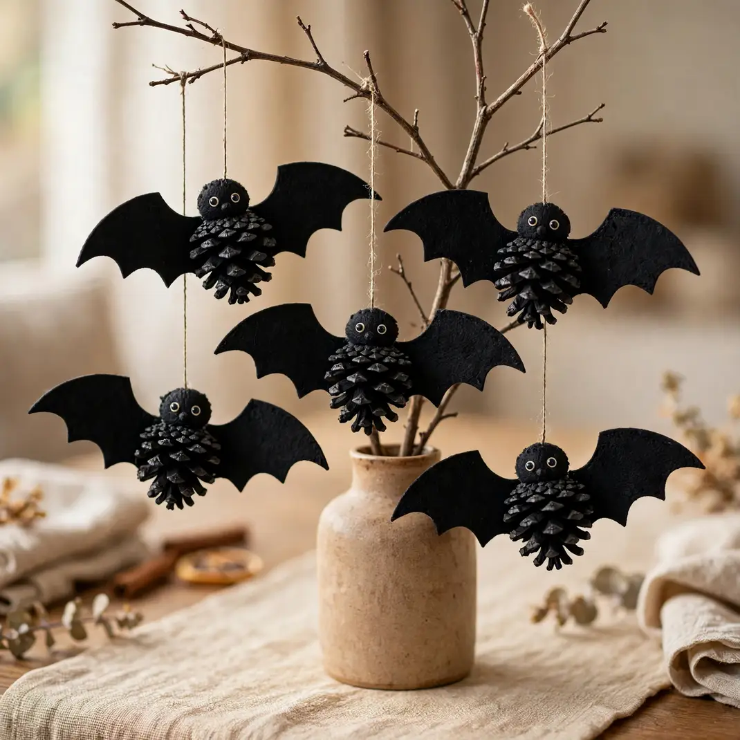 Design 11 Craft Pinecone Bats With Felt Wings