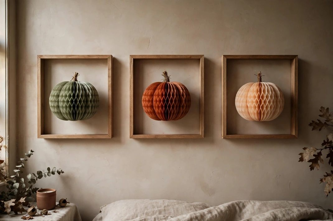 Design 11 Float Honeycomb Pumpkins In Shadow Boxes
