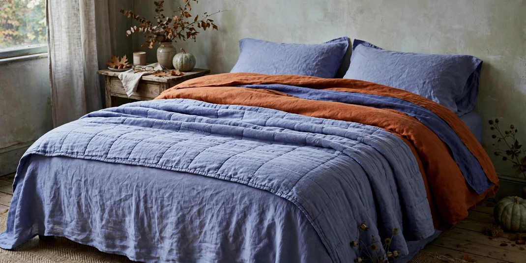 Design 11 Layer Periwinkle Linen With Rusted Orange