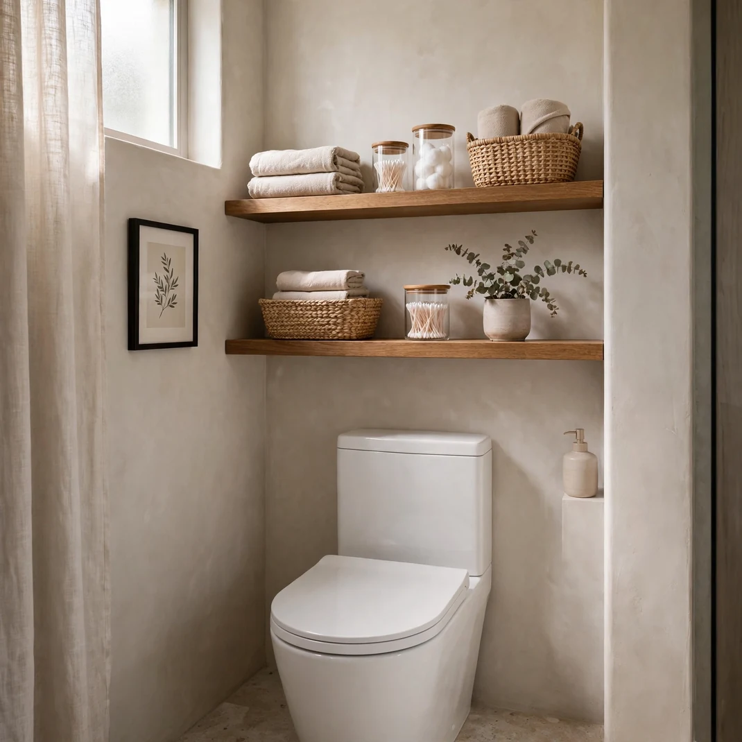 Design 11 Open Shelving Above The Toilet