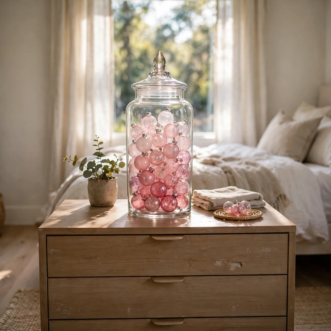 Design 11 Pink Ornaments Apothecary Jar