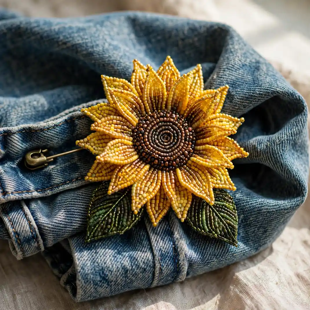 Design 11 Sunflower Beaded Brooch