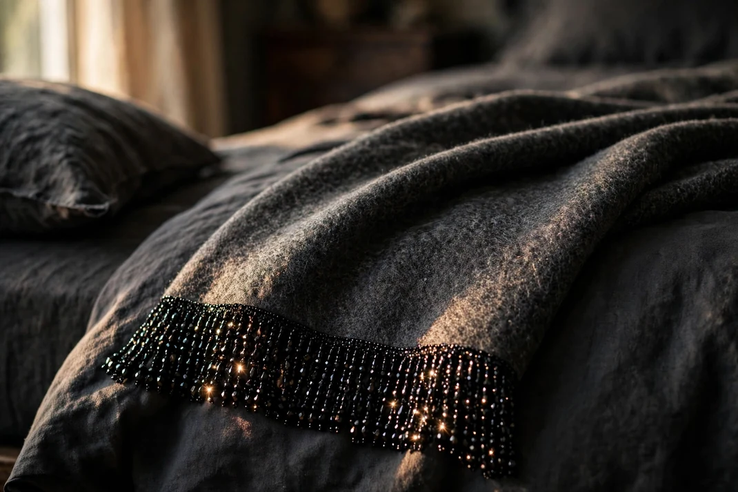 Design 11 Trim A Plain Throw With Jet Beaded Fringe
