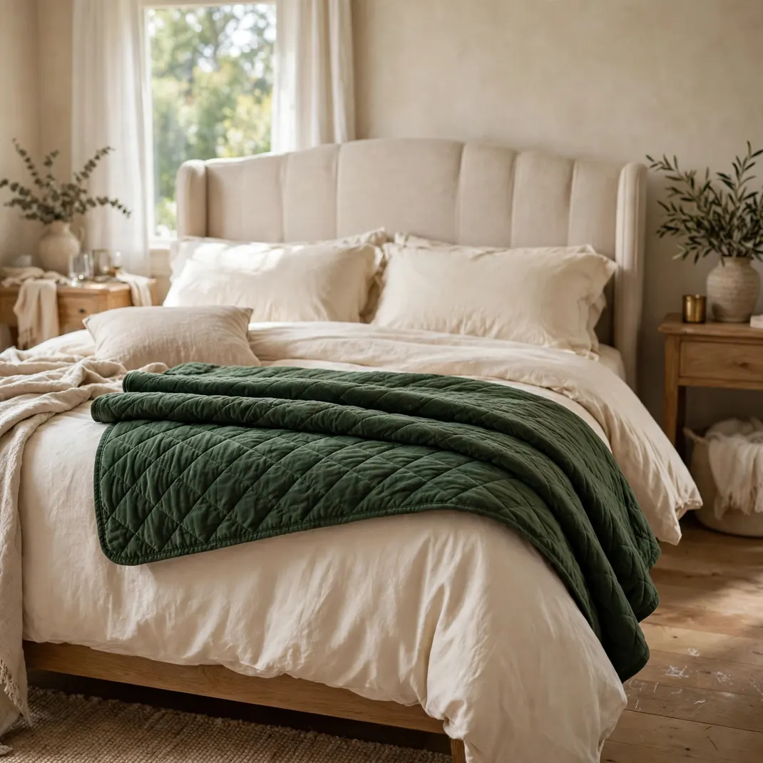 Design 12 Forest Green Coverlet