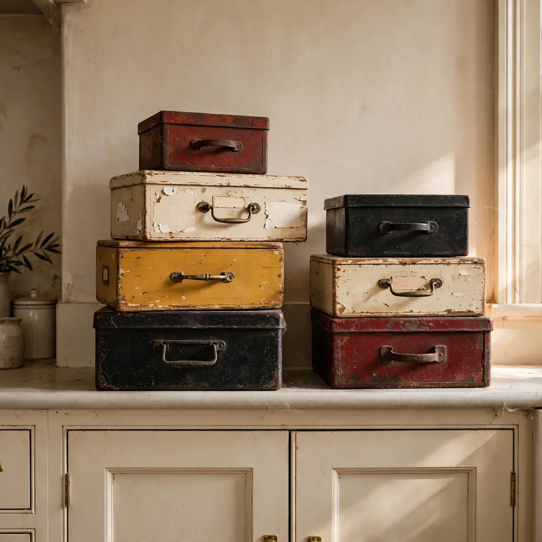Design 12 Stack Vintage Recipe Boxes As Color Blocks