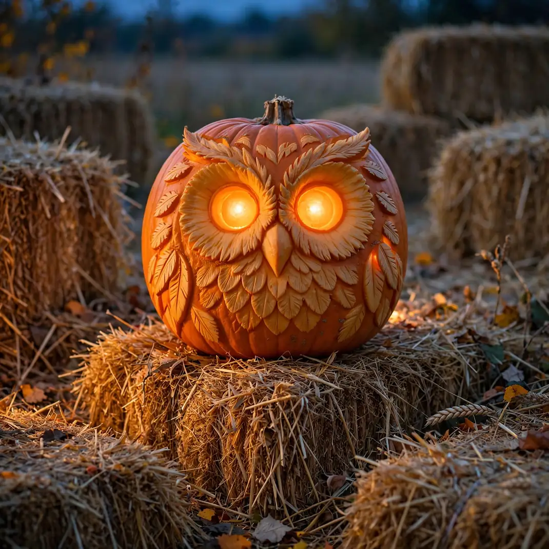 Design 13 Carved Owl Pumpkin