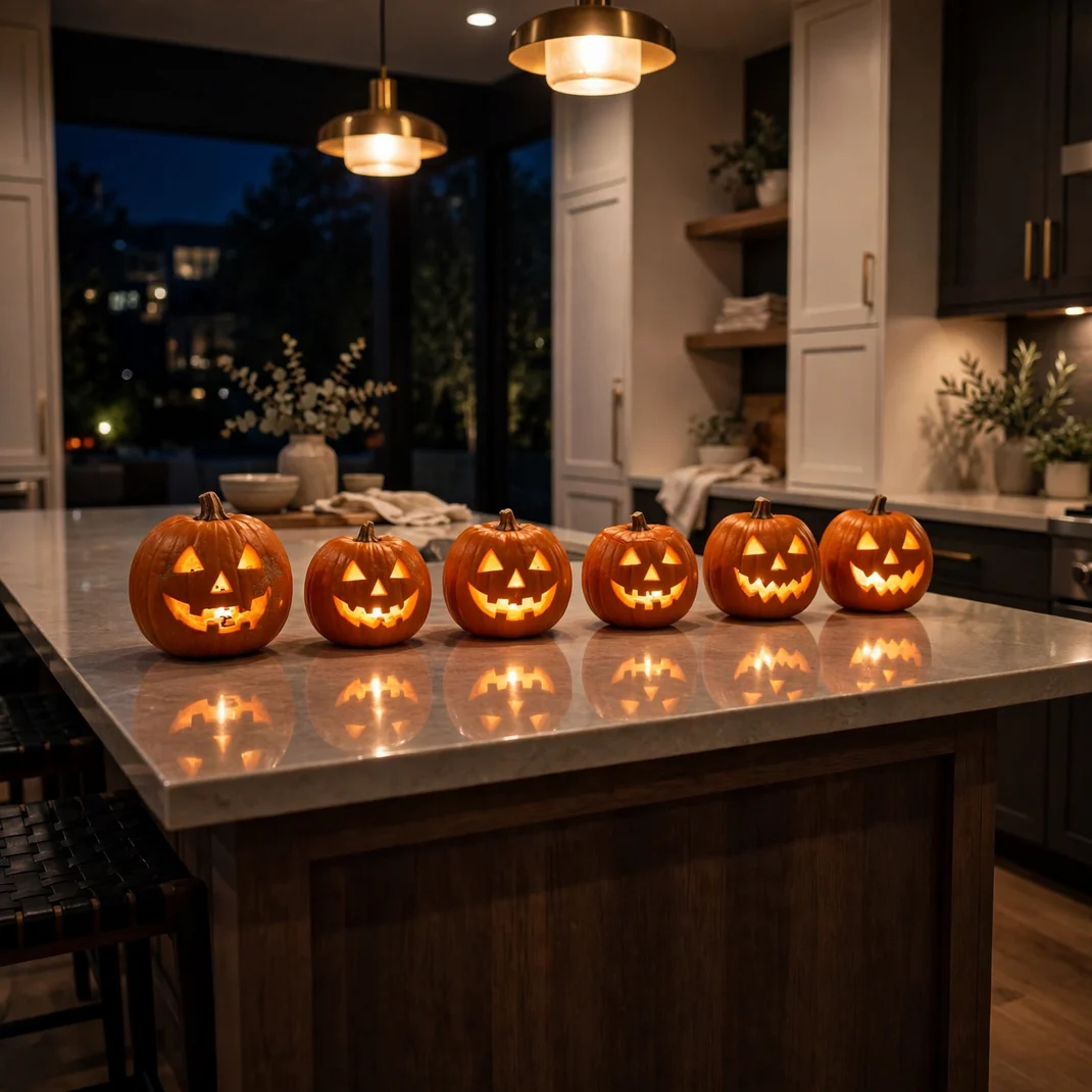 Design 13 Line The Breakfast Bar With Glowing Jack O Lanterns