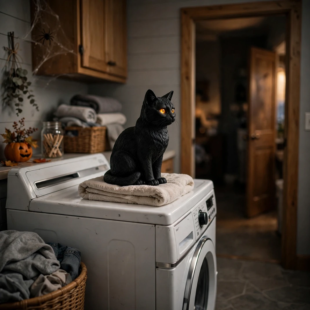 Design 14 Black Cat Atop Dryer
