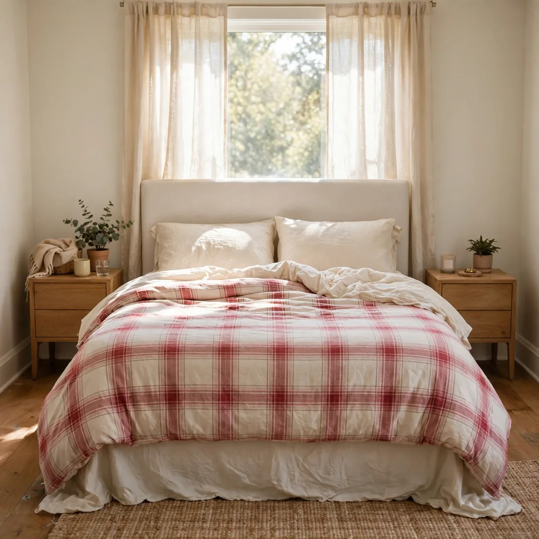 Design 14 Pink Plaid Flannel Duvet