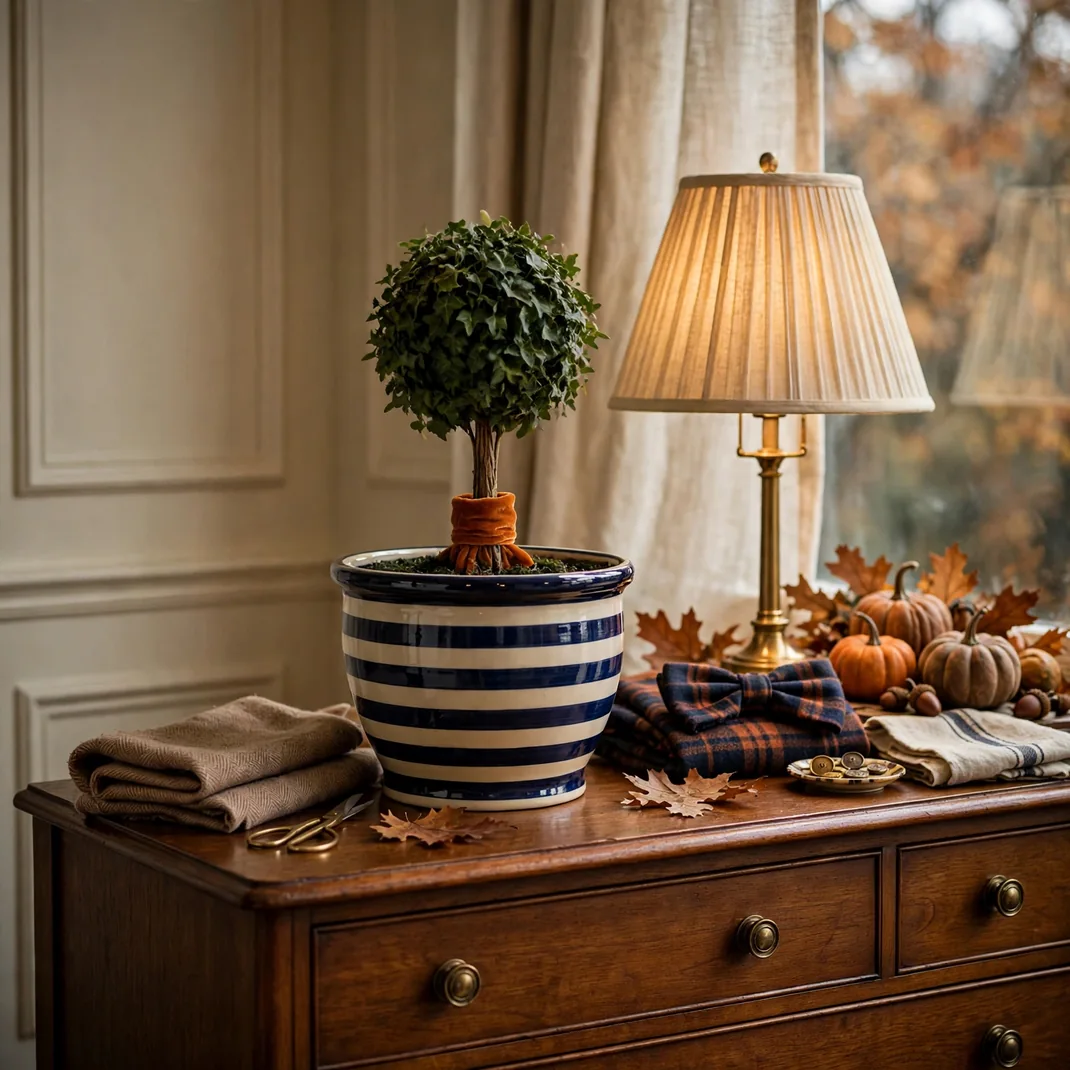 Design 14 Plant An Ivy Topiary In A Striped Cachepot