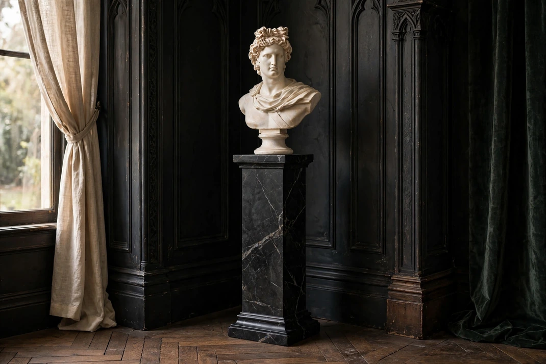 Design 14 Set An Alabaster Bust On A Nero Marble Plinth