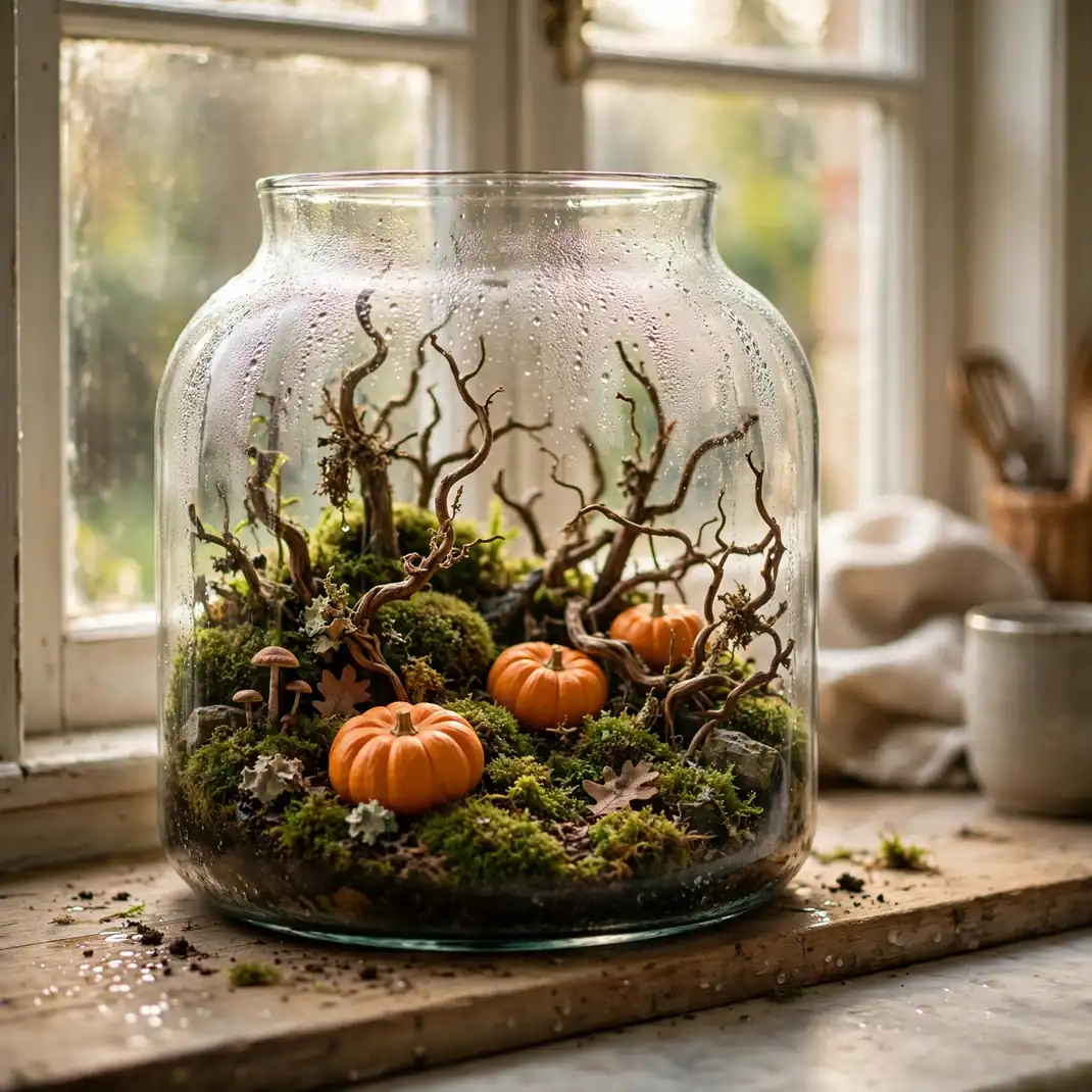 Design 15 Build A Moss Terrarium With Twigs And Tiny Pumpkins