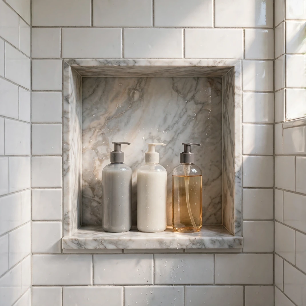 Design 15 Marble Lined Shower Niche