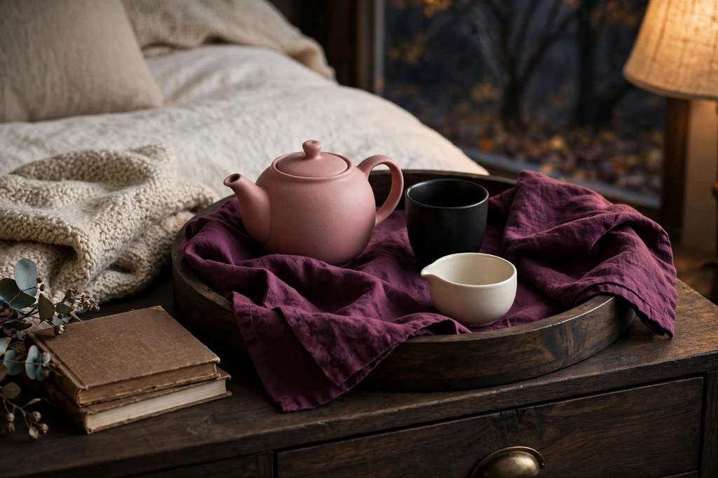 Design 15 Set A Soft Goth Tea Tray In Rose And Ebony