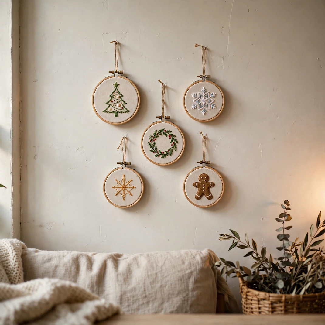 Design 16 Embroidered Hoop Ornaments