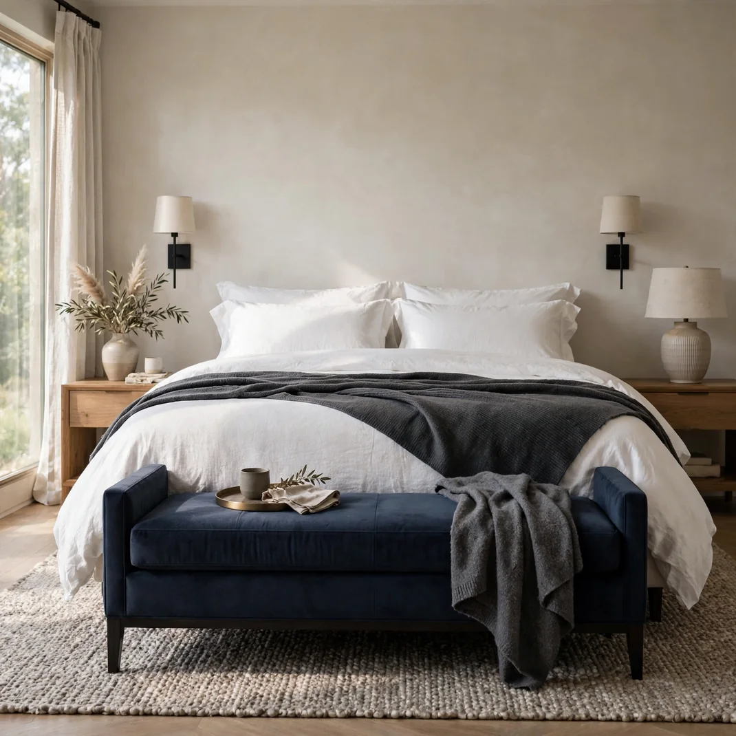 Design 16 Navy Upholstered Bench