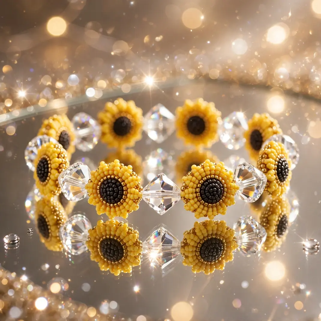 Design 16 Sunflower Crystal Accent Bracelet