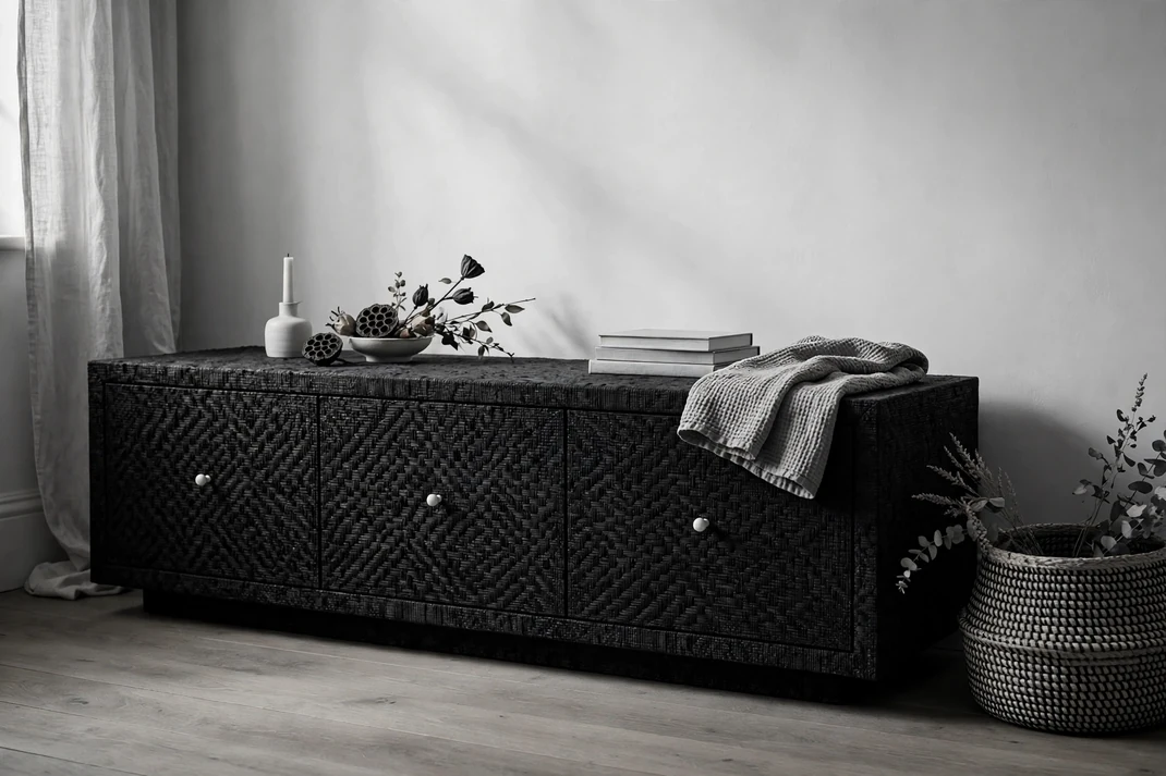 Design 16 Wrap A Low Dresser In Black Grasscloth