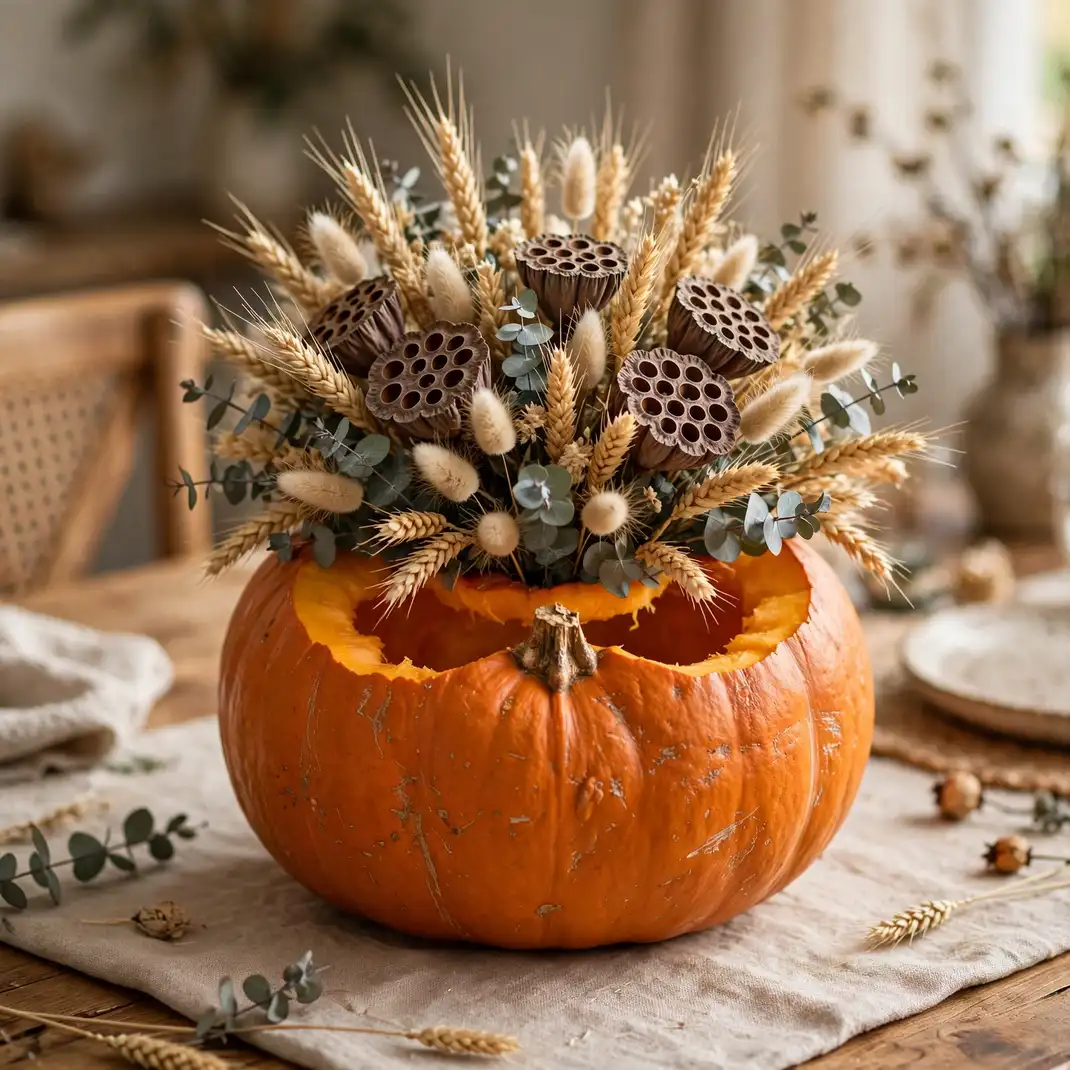 Design 18 Arrange A Dried Botanical Pumpkin Centerpiece